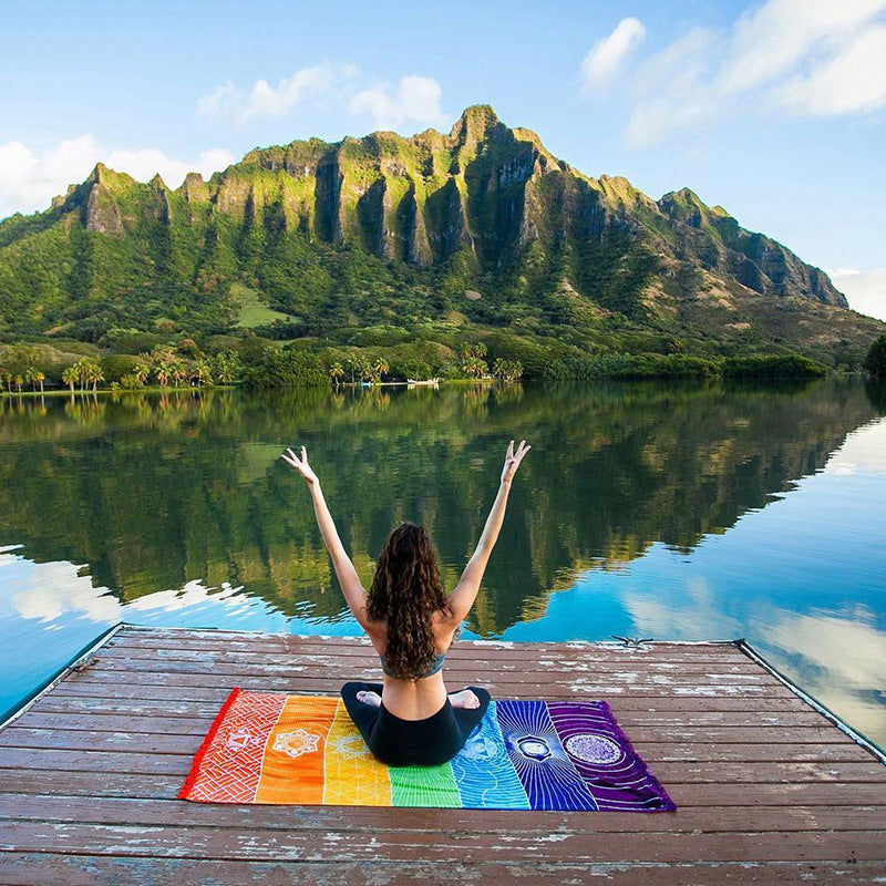Printed Bath Towel Tassel Colorful Yoga Mat