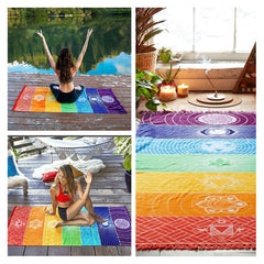 Printed Bath Towel Tassel Colorful Yoga Mat