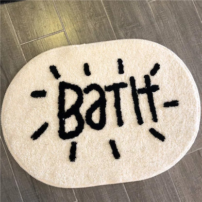 Black And White Simplicity High Quality Bath Mat