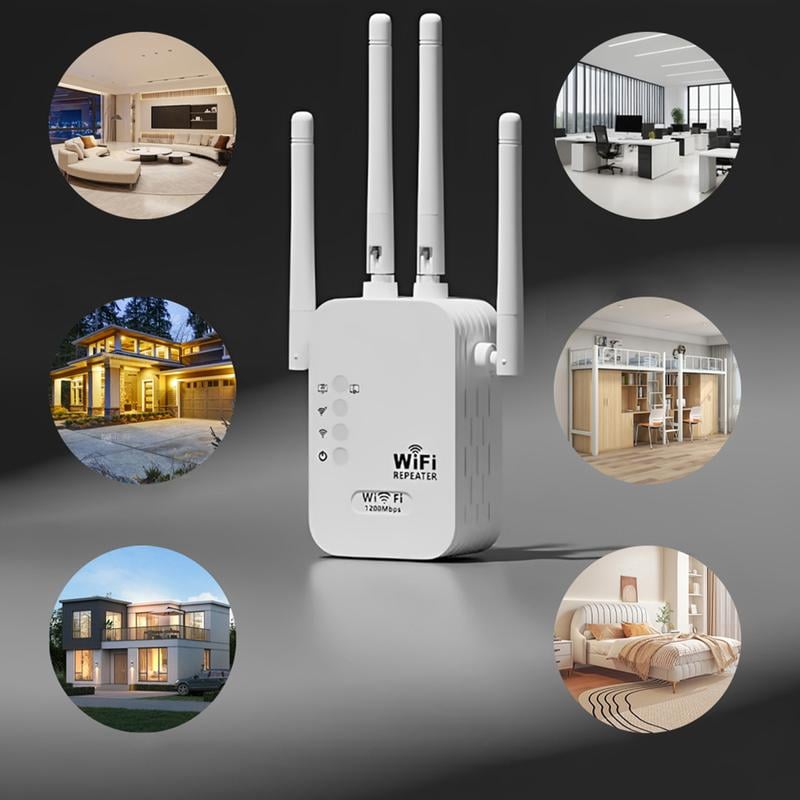 🎁النتيجة النهائية 49% 🔥محول إشارة WiFi 2025، 1200 ميجابت في الثانية ثنائي النطاق (5 جيجاهرتز/2,4 جيجاهرتز)، مساحة 930 مترًا مربعًا و50 جهازًا، مكرر مع منفذ إيثرنت للخميس، هدايا