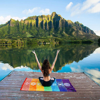 Printed Bath Towel Tassel Colorful Yoga Mat