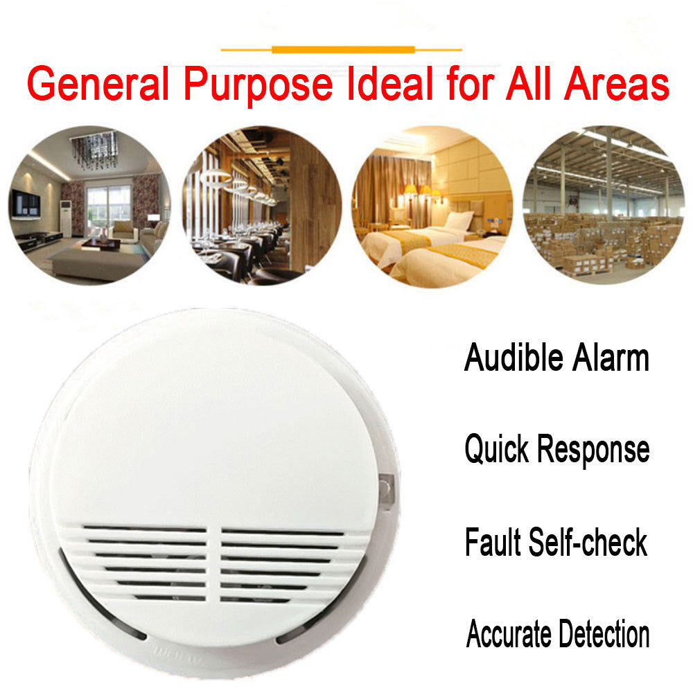 Smoke Alarm Detector Fire Gas Alarm Detector With Battery Photoelectric Sensor Alert Warning