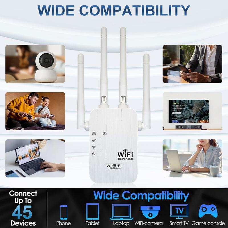 🎁النتيجة النهائية 49% 🔥محول إشارة WiFi 2025، 1200 ميجابت في الثانية ثنائي النطاق (5 جيجاهرتز/2,4 جيجاهرتز)، مساحة 930 مترًا مربعًا و50 جهازًا، مكرر مع منفذ إيثرنت للخميس، هدايا