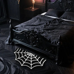 15.7 X 23.6 Inch Halloween Decor Spider Web Bath Mat For Bathroom, Gothic Cute Halloween Decoration Black White Half Circle Bath Mat Non Slip Cashmere Bath Rug Bathroom Mat Plush Shower Rugs