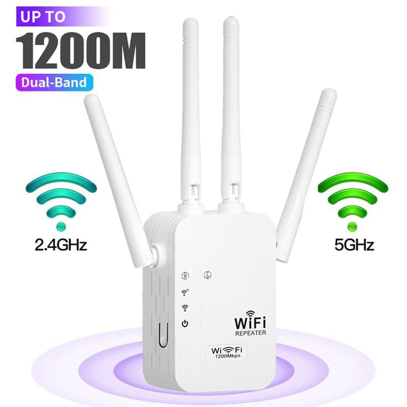 🎁Laatste dag aanbieding 49% 🔥WiFi-versterker 2025, 1200 Mbps dual-band (5 GHz/2,4 GHz) signaalversterker, dekt 930 m² en 50 apparaten, repeater met ethernetpoort voor thuis, cadeaus