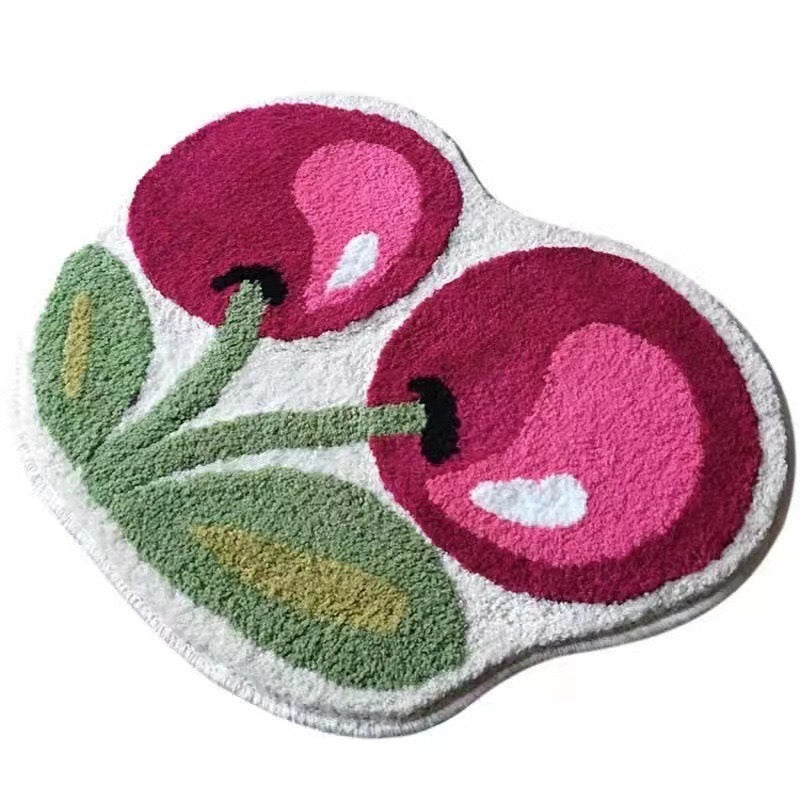 Fruit-Shaped Mat Quick-Drying Absorbent Faux Cashmere Bath Mat Anti-Slip Bathroom Mat Entrance Bathroom Doormat
