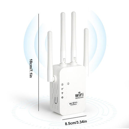 🎁النتيجة النهائية 49% 🔥محول إشارة WiFi 2025، 1200 ميجابت في الثانية ثنائي النطاق (5 جيجاهرتز/2,4 جيجاهرتز)، مساحة 930 مترًا مربعًا و50 جهازًا، مكرر مع منفذ إيثرنت للخميس، هدايا